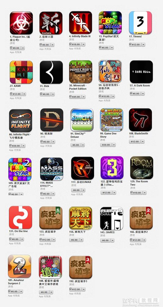 iPhone APP游戏类付费top200图标小结1