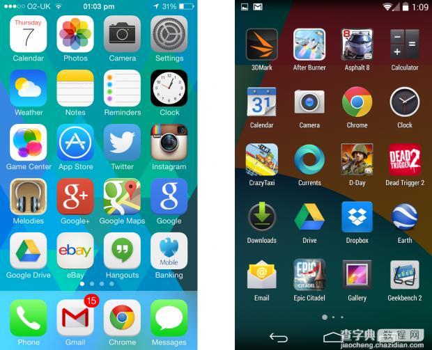 iOS 7和Android 4.4奇巧巧克力：巨人之争2