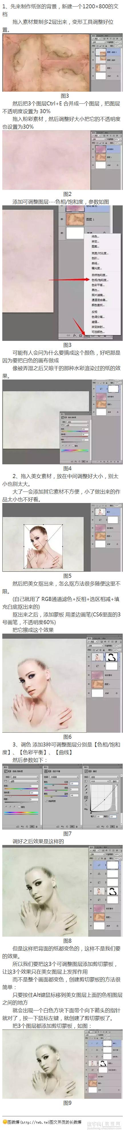 PS合成抽象水彩美女头像效果2