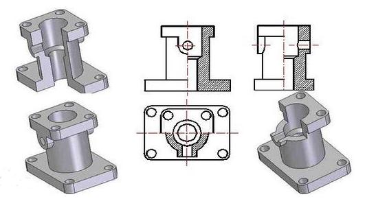 CAD如何绘制零件的半剖视图3
