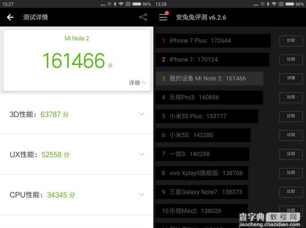 小米Note2顶配版和标准版安兔兔跑分成绩对比2