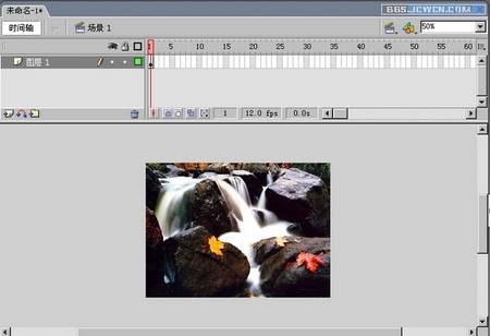 Flash8实例教程：打造有流动水的瀑布动画效果3