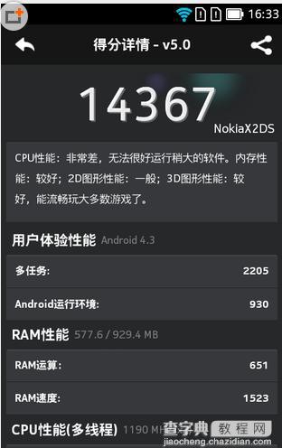 诺基亚X2性能怎么样？诺基亚X2安兔兔跑分测试3