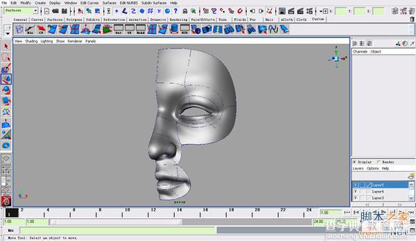 maya nurbs制作高精度生物模型——人物头部模型详解16