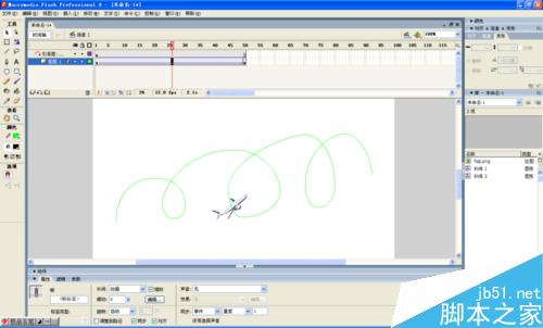 flash引导层动画:引导层制作飞行的飞机9