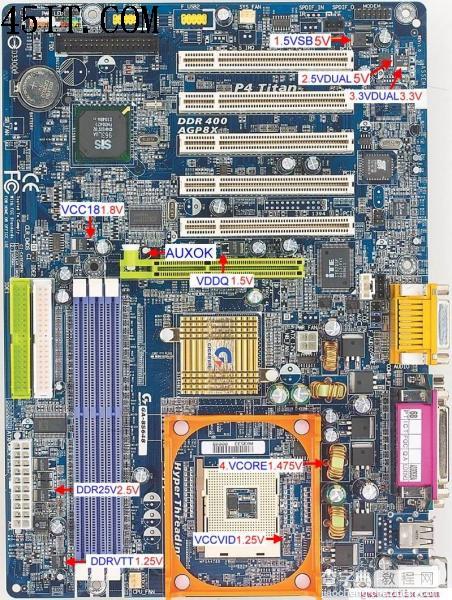 技嘉8S648主板电压测试点图1