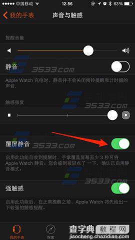 Apple Watch怎么开启覆屏静音？1