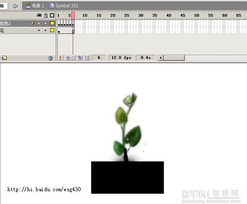 Flash实例：制作树叶逐渐展开动画4