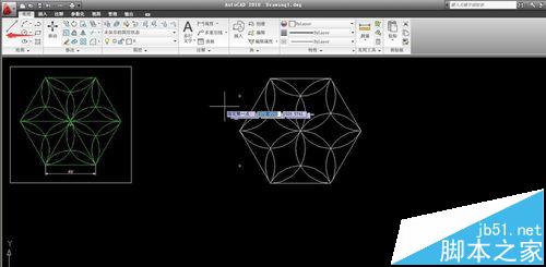 CAD怎么做一个六角镶花的图形?9