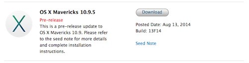 苹果OS X Mavericks 10.9.5测试版和Safari更新内容介绍1