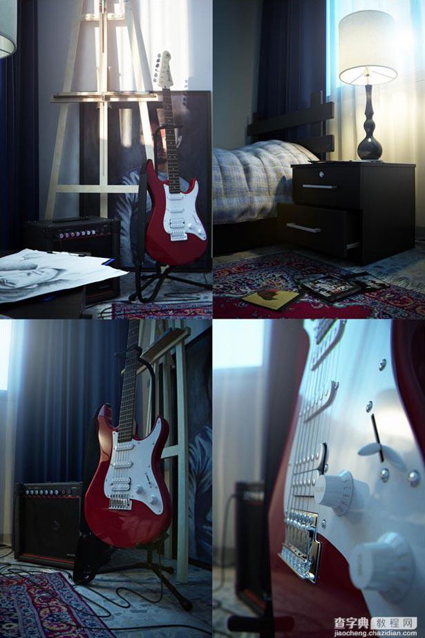 3DSMAX打造有吉他的卧室一角教程1
