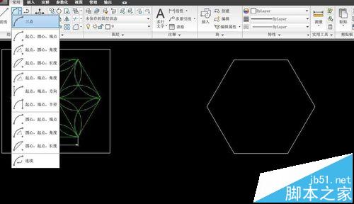 CAD怎么做一个六角镶花的图形?5