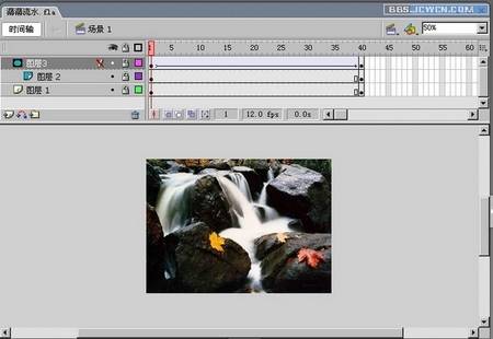 Flash8实例教程：打造有流动水的瀑布动画效果22