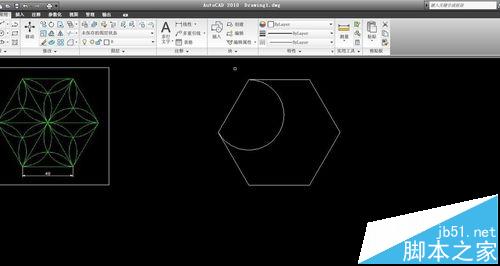 CAD怎么做一个六角镶花的图形?6