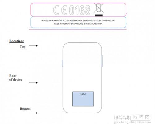 形似iPhone 5的三星Alpha低配Galaxy A3手机现身FCC2