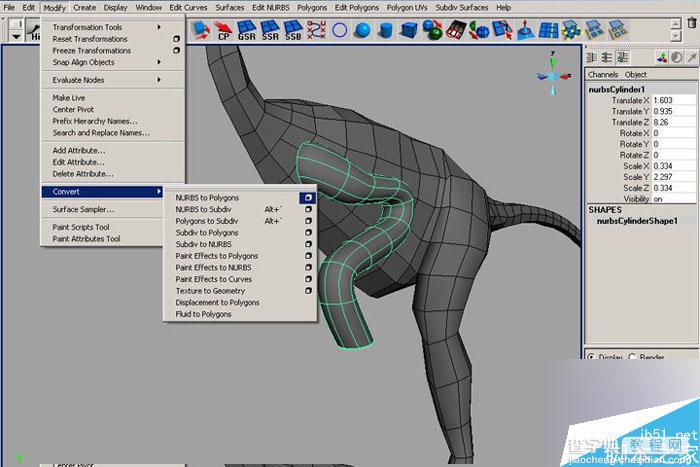 MAYA 7.0恐龙建模的方法和制作步骤介绍12