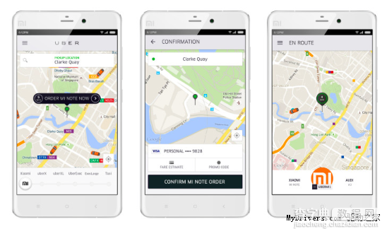 只要在Uber客户端购买小米Note 将有专车来送货1