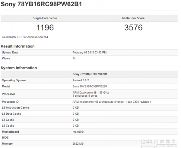 索尼XperiaZ4亮相跑分库：3GB内存+高通骁龙8101