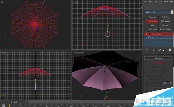 3DSMAX制作一把粉色雨伞顶部建模24