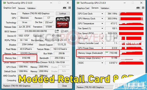 AMD RX 480 4GB显存版本成功解锁8GB 附解锁方法6