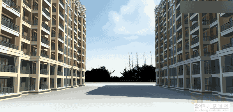 3DMAX给室外建筑楼房单体渲染效果日景教程1