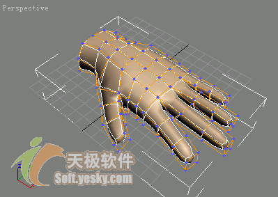 3Ds max多边形建模实例：人手的模型5