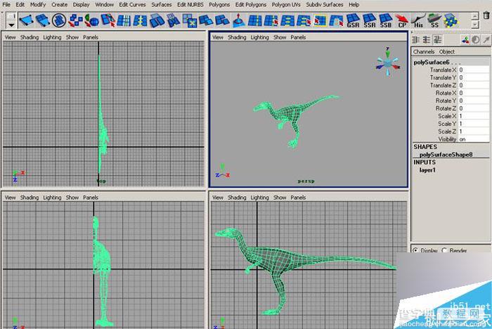 MAYA 7.0恐龙建模的方法和制作步骤介绍24