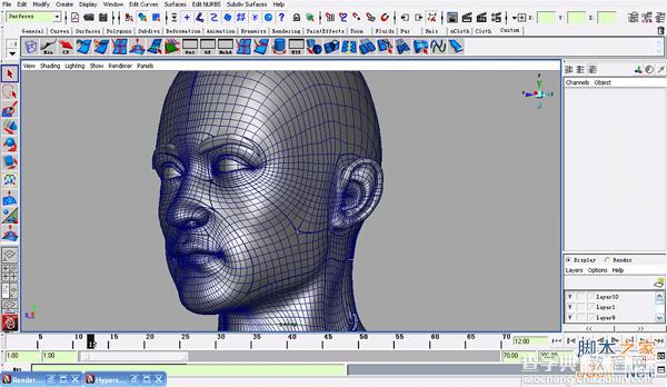 maya nurbs制作高精度生物模型——人物头部模型详解21