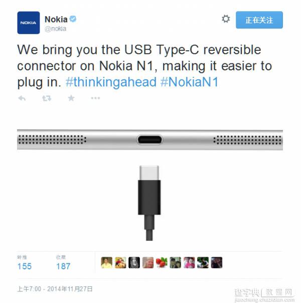 诺基亚确认Nokia N1平板采用USB Type-C 接口1