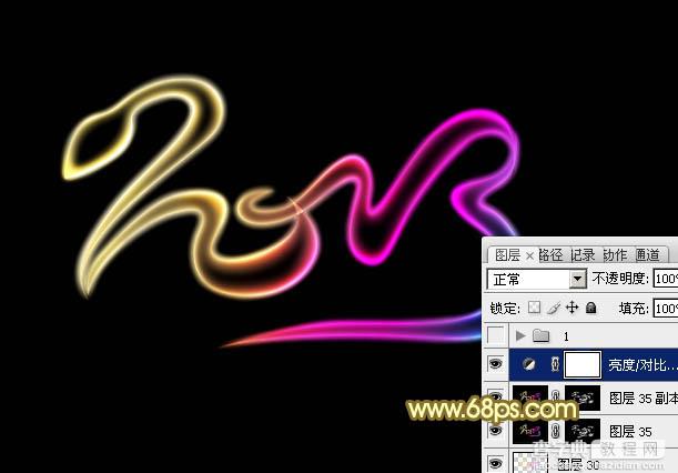 Photoshop设计制作漂亮的2013蛇年彩色霓虹字24