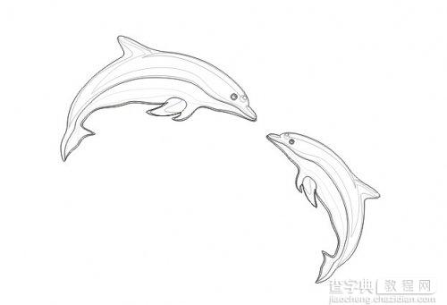 CorelDRAW绘制一幅海豚嬉戏的海上风光效果图13