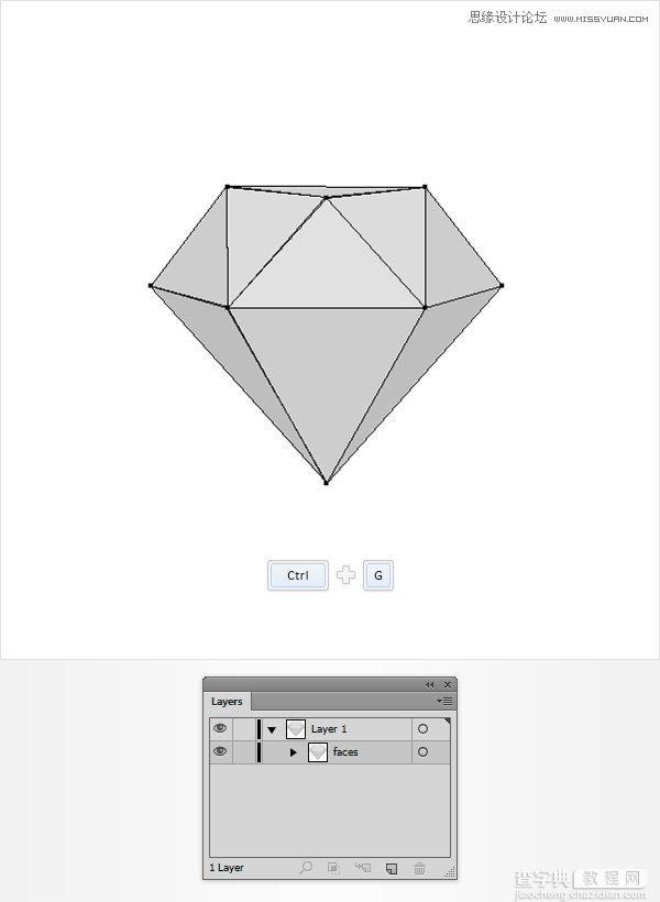 Illustrator绘制立体逼真的钻石图标教程10