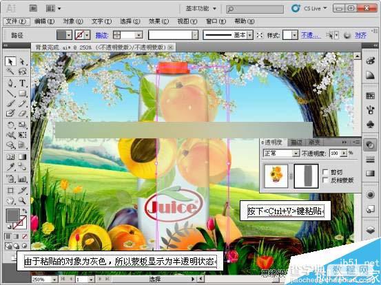 AI CS5利用蒙版功能制作超漂亮的果汁海报22