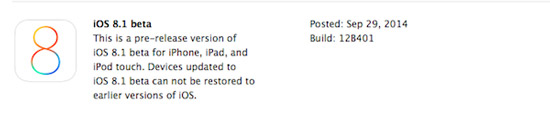 苹果iOS8.1 beta开放固件下载 正式版iOS8.1或一个月内发布1