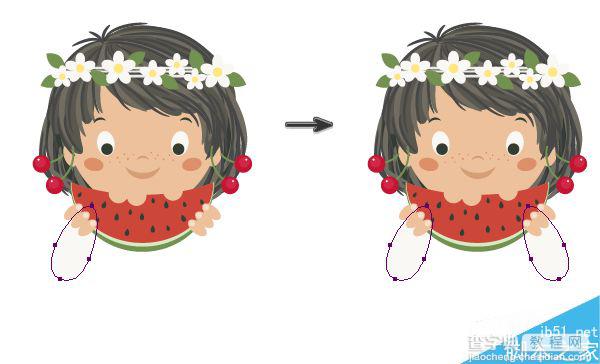 AI绘制一个吃着西瓜的可爱小女孩插画32