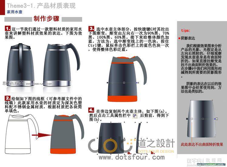 CorelDRAW绘制塑料磨砂水壶之工业绘画教程1