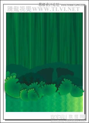 CorelDRAW绘制绿色卡通森林一角场景画面10