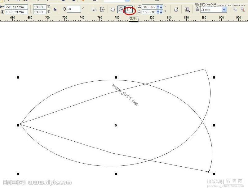 CorelDRAW(CDR)使用圆形工具简单绘制小鱼图文教程4