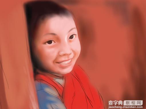 painter绘制可爱的藏族小男孩头部教程4