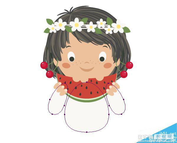 AI绘制一个吃着西瓜的可爱小女孩插画33