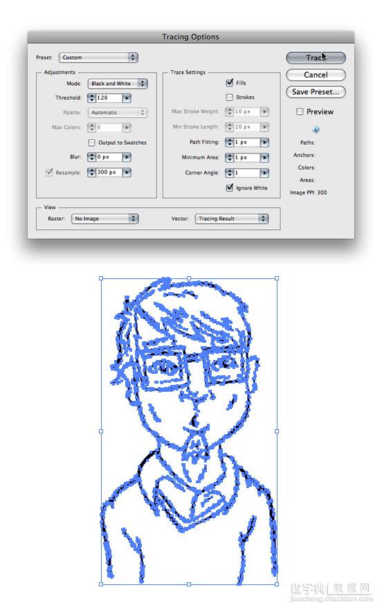 Illustrator实例教程 扫描和描摹4