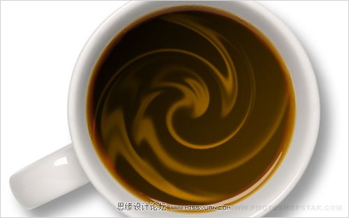 Photoshop扭曲滤镜制作牛奶混和咖啡的效果图1