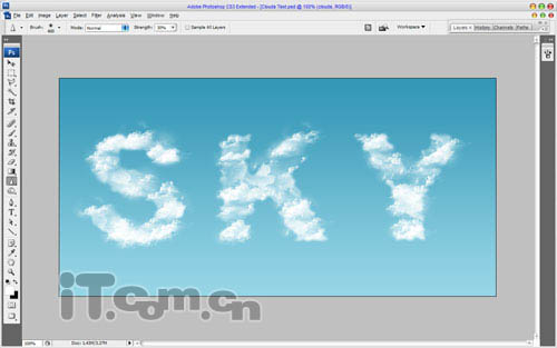 Photoshop打造非常清爽的云彩字8