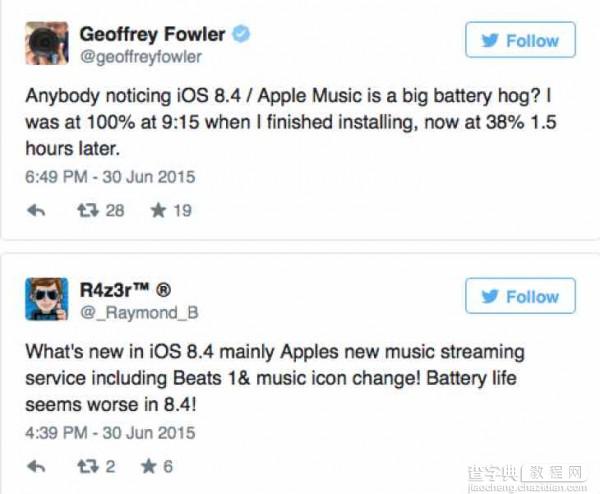苹果iOS 8.4一小时耗电60%怎么办？竟是Apple Music闯的祸1