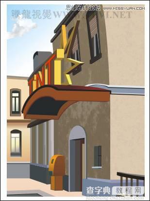 CorelDRAW绘制欧洲古典建筑风格的街道场景画面15