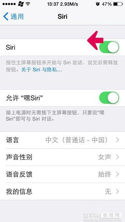 iPhone用户删除Siri服务器上个人资料的设置方法2
