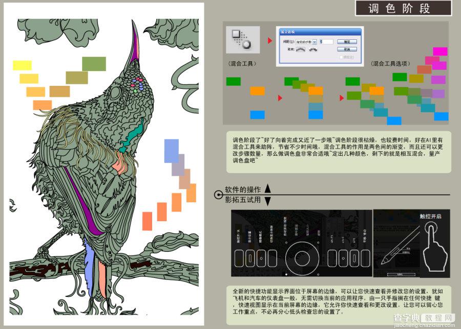 AI结合数位板绘制漂亮翠鸟插画过程解析6