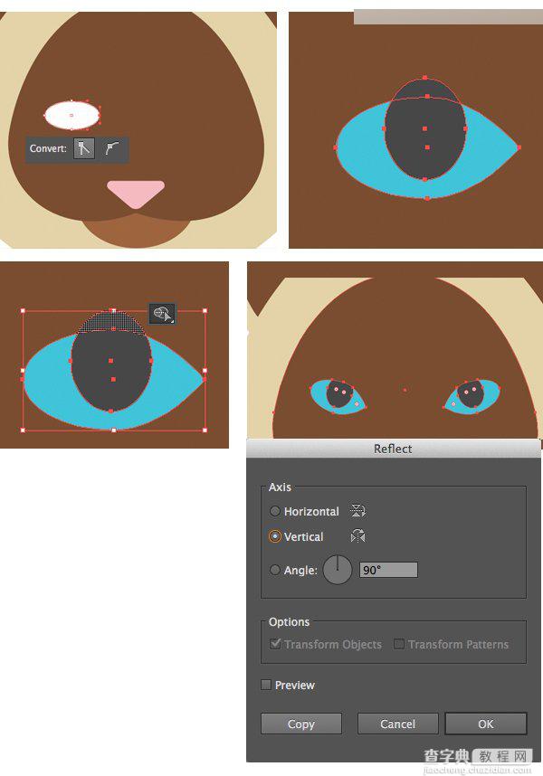 Illustrator绘制6组不同扁平化风格的动物卡通头像教程9