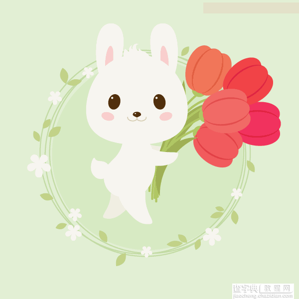 Illustrator绘制春季抱着郁金香的可爱小兔子1