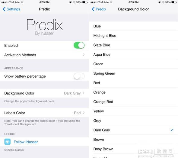 iOS8越狱新电池电量检测插件Predix 提供最贴心的电量提醒功能2